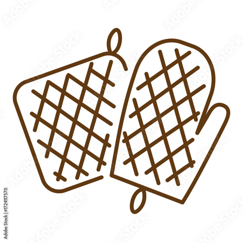 Kitchen Potholders line icon isolated on transparent background. Simple oven mitt outline symbol for cooking, hot dishes, baking, kitchen textile and cookware themes. Editable Stroke.