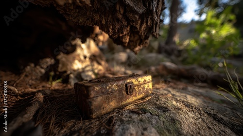 Wallpaper Mural Vintage Metal Toolbox on Grassy Ground Under Tree Shade Torontodigital.ca