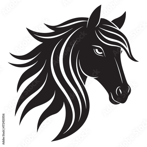Striking horse impressions black vector.