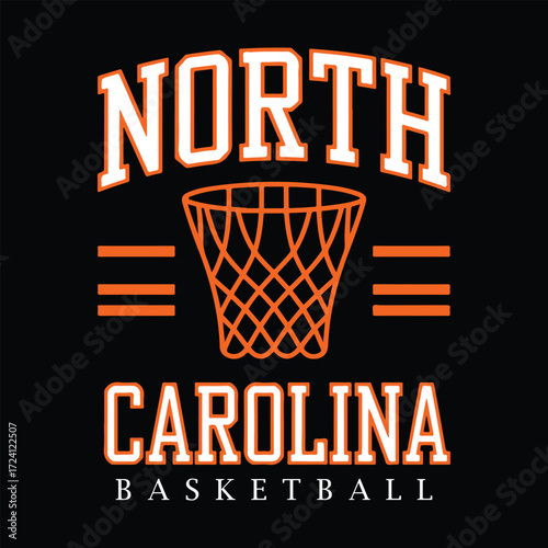 North California Basketball sport club vector t-shirt design. Basketball college league. Basketball court abstract art. Sport logo. College font. sport 23 basketball league. Sport typography, t-shirt