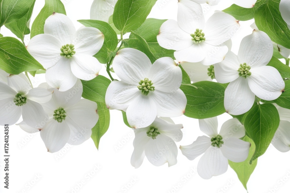 Obraz premium Botanical Study Of Dogwood Blossoms Highlights Nature’s Delicate Beauty