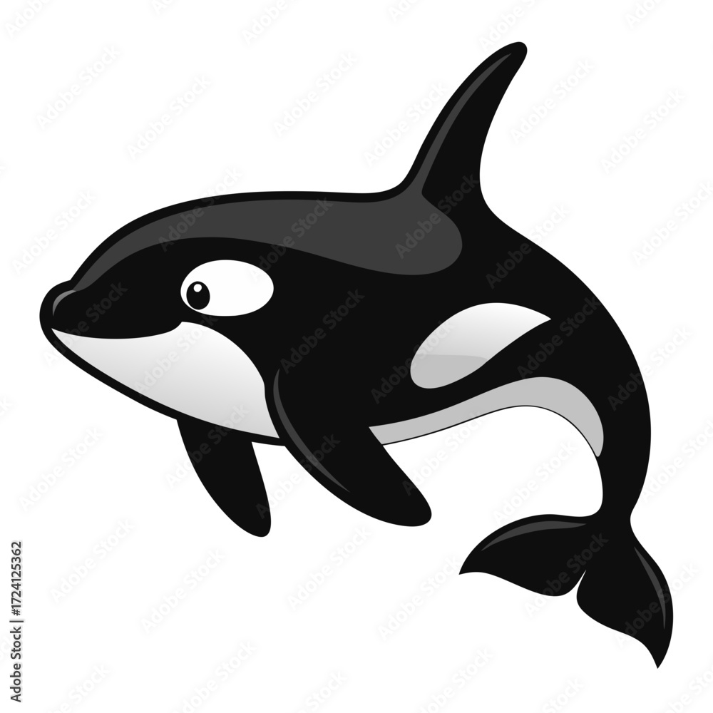 Obraz premium Find cute orca whale clipart image: cartoon killer whale illustration for kids and adults art