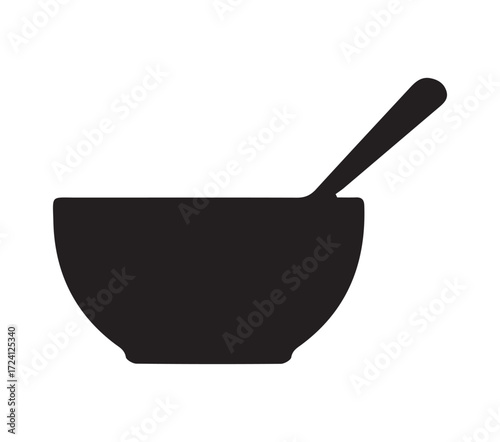 Simple silhouette of a bowl and spoon