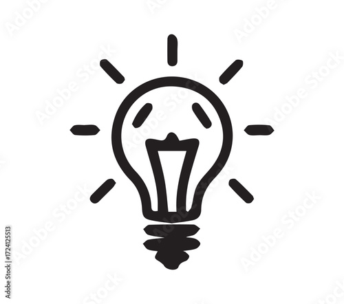 Simple black and white light bulb icon