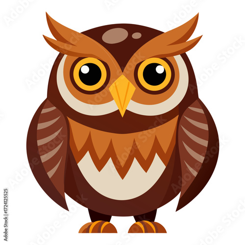 Cartoon owl vector illustration graphic design cute owl drawing wildlife animal bird of prey art icon