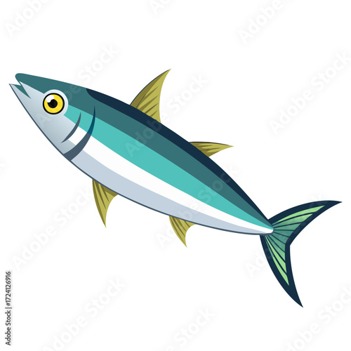 Illustration of a tuna fish swimming in the ocean aquatic life marine animal seafood art design