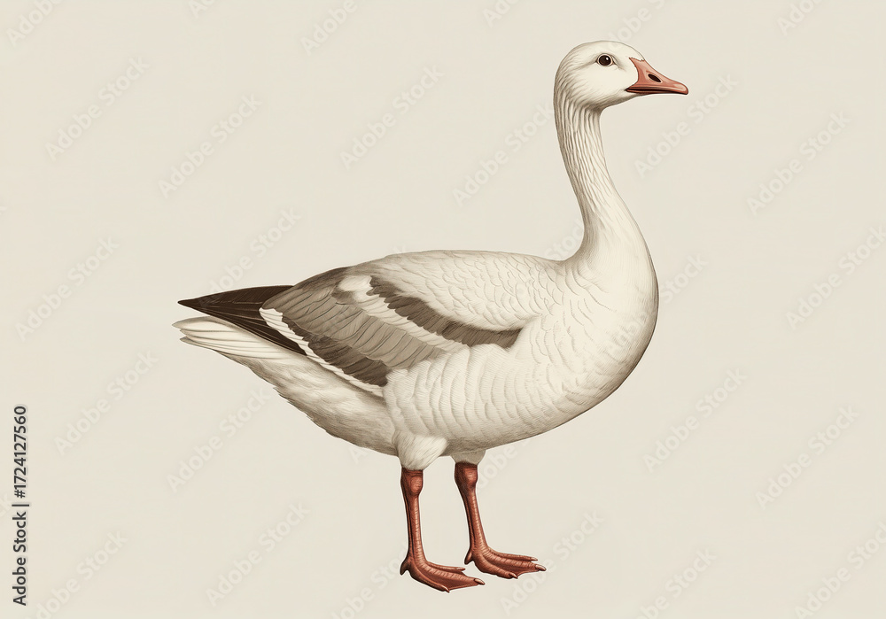 Obraz premium Goose, sketch. Vintage retro print, goose sketch ink pencil style drawing, linear drawing, engrave old school. Sketch artwork silhouette goose. Farm poultry. Illustration