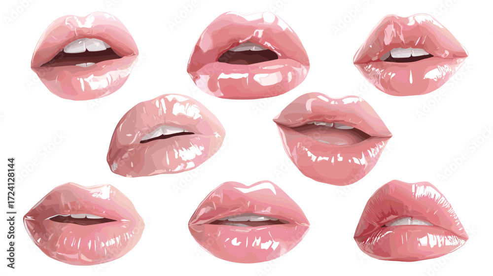 Obraz premium Various lip illustrations in pink shades
