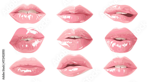 Collection of pink lips illustrations