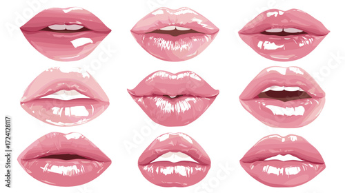Collection of pink lips illustrations