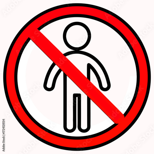 3d render of a man sign not allowed