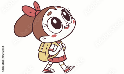 Smiling Schoolgirl Character with Bow