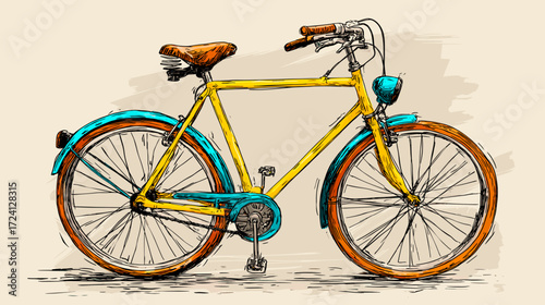 Colorful vintage bicycle illustration