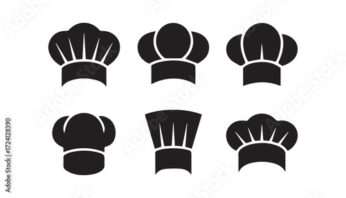 Collection of chef hats in black silhouette