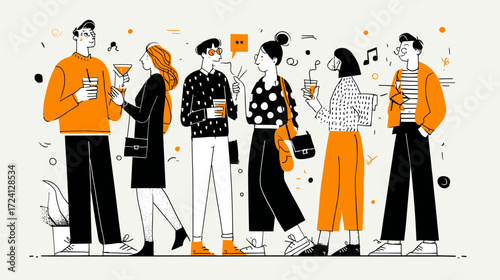Diverse group enjoying drinks at a social gathering