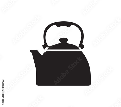 Simple black silhouette of a vintage kettle