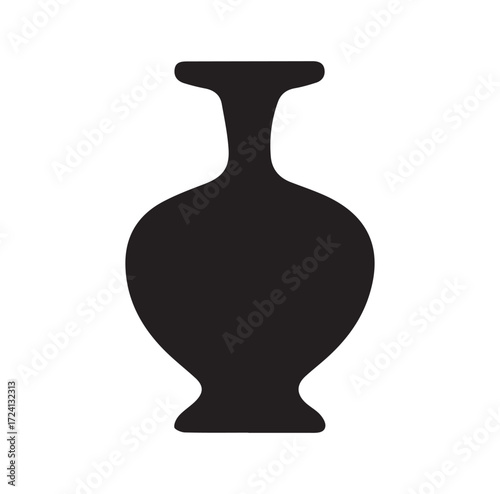 Silhouette of a classic amphora vase on white background