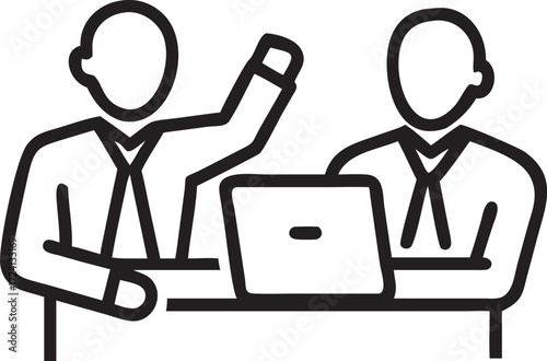 Business meeting with two people working together and brainstorming ideas