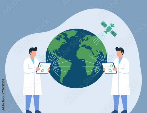 Global scientific collaboration using satellite data for Earth monitoring, research, and digital connectivity