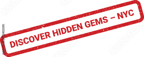 A red rectangular stamp announces Discover Hidden Gems NYC