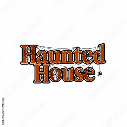 Haunted house halloween spider web spooky october scary trick or treat boo haunted house decoration design