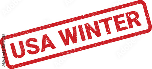 A red rectangular stamp announces USA Winter in a grunge textured style
