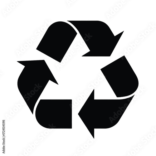 Black recycling symbol on white background recycle