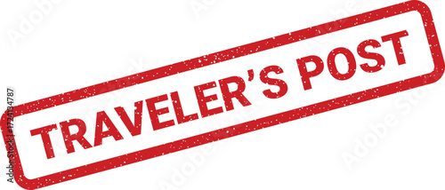 A red rectangular stamp declares Travelers Post in a bold, textured font