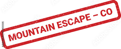 A red rectangular stamp displays Mountain Escape CO text