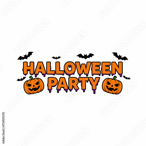 Halloween party pumpkins and bats vector design spooky season celebration october festivity trick or treat fun 1031