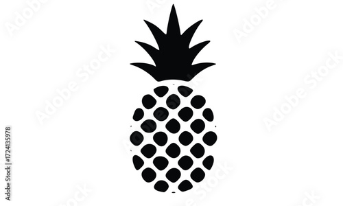 Vector illustration of a whole ripe and fresh pineapple on a white background for healthy and natural tropical fruit diet