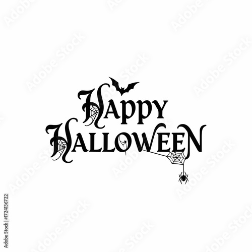 Happy halloween bat spider web celebration spooky october trick or treat vector design illustration image