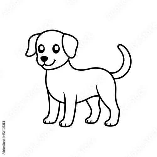 Cartoon outline of a puppy dog