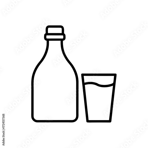 Bottle and glass outline icon