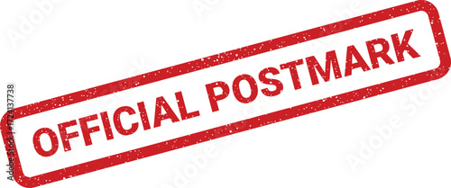 A red rectangular stamp displays the words Official Postmark at a diagonal angle