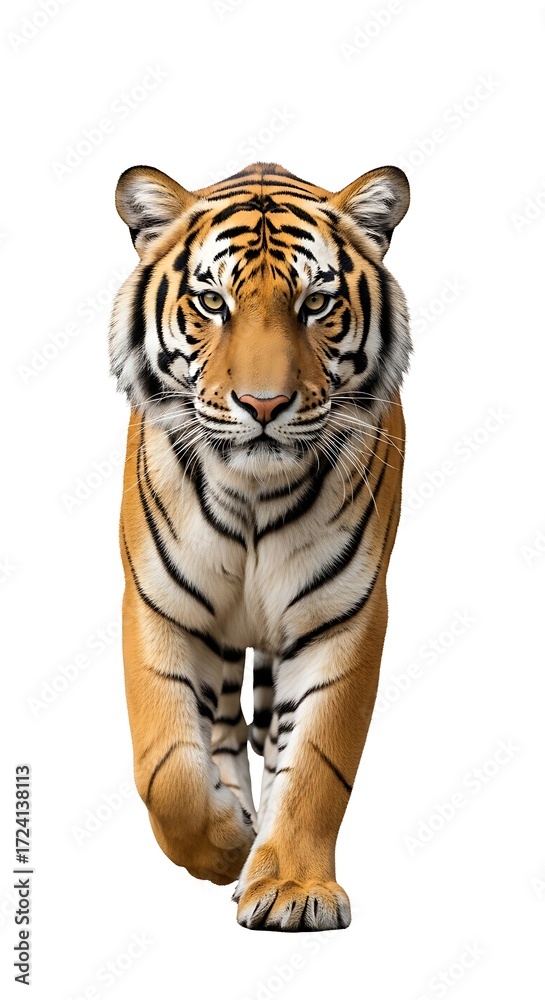 Fototapeta premium Tiger Stride, Powerful Predator, Majestic Wildcat, Focused Gaze, Natures Beauty.