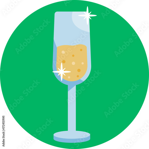 A slender glass filled with sparkling champagne, symbolizing celebration and luxury.