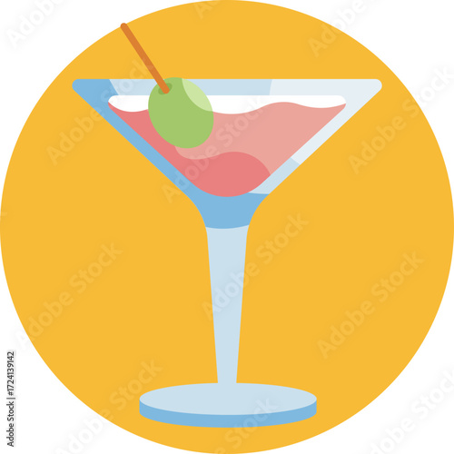 Elegant cocktail glass with garnish, symbolizing upscale drinks and leisure.