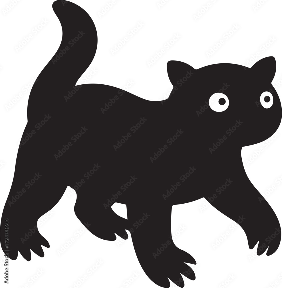 Obraz premium Black cat walking with wide eyes animal domestic