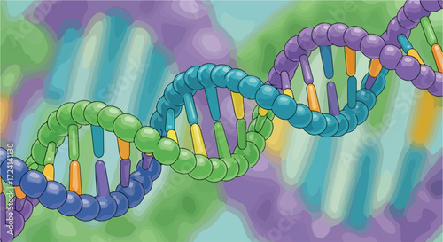 Dna strand representing genetic code and heredity concepts for medical illustration, intricate molecule model exhibiting cellular biology. Dna strand shows heredity and life science,