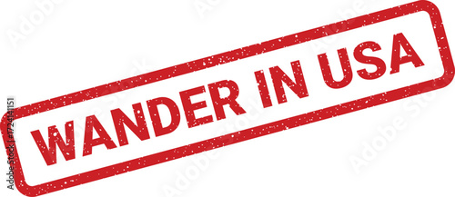 A red rubber stamp proclaims Wander in USA, a bold message ideal for travel and tourism designs