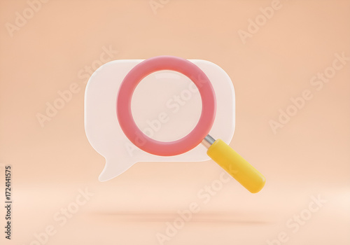 3d render of magnifying glass focusing on a digital screen for research and analysis