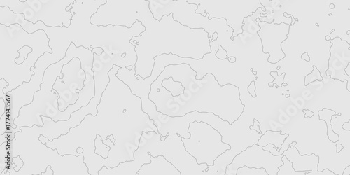 Abstract grey topography curve line texture geographic terrain grid map minimalist mountain relief monochrome landscape background, geometric seamless wavy line contour pattern modern art design.