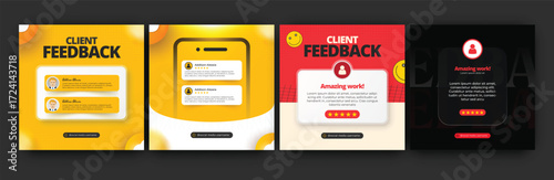 Customer feedback testimonial social media post web banner template Bundle. Customer feedback review