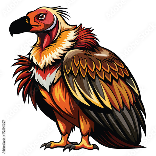 Bold, Detailed Vulture Vector Illustration for Mascot Design, Fierce Wildlife Branding, and Nature Concepts, Isolated on White Background.

