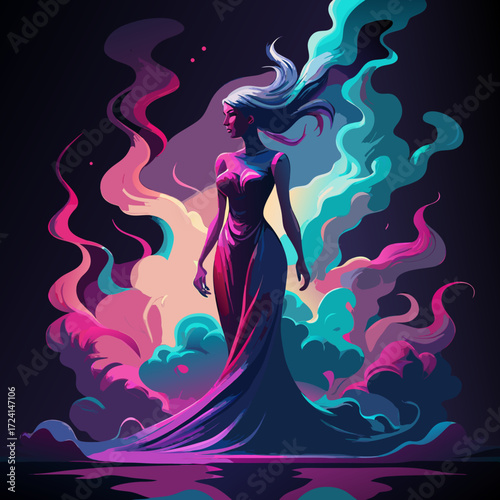 Elegant silhouette of a woman