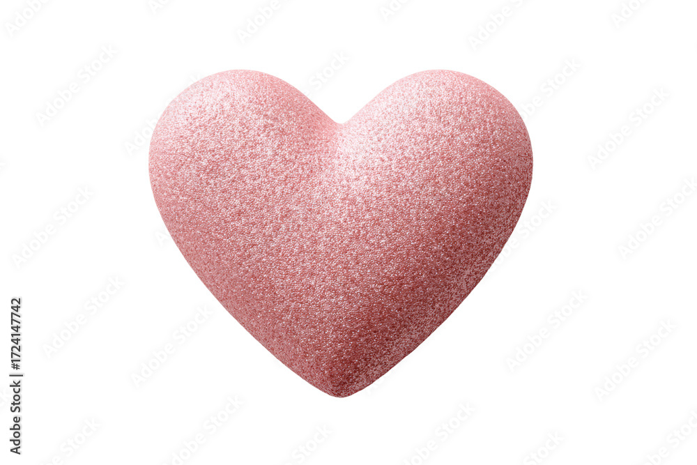 Fototapeta premium Pink glitter heart on black background symbolizing love and romance, cut out