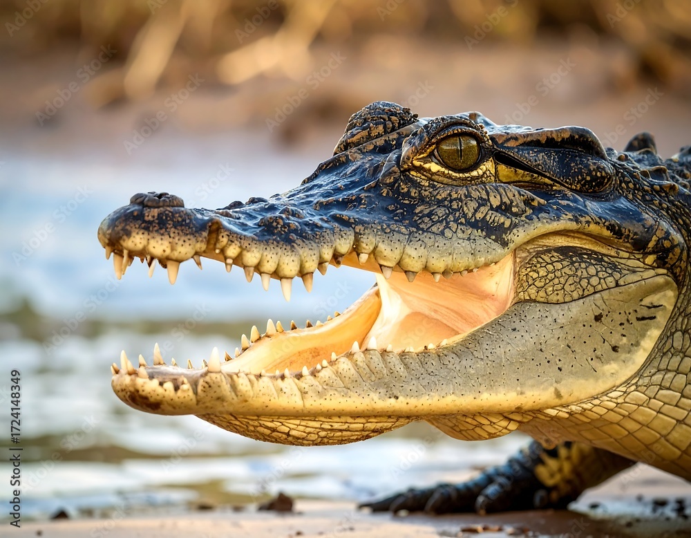 Fototapeta premium Close-up of a crocodile's head (1)