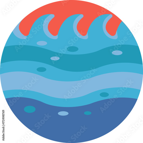 A stylized ocean wave cresting with curved lines, symbolizing sea movement.