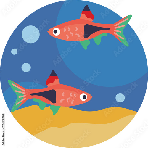 A simple depiction of a fish swimming in water.
